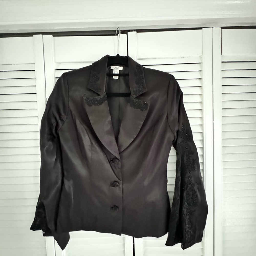 Cach , Set Black Jacket With Pants Size 4 Satin M… - image 7